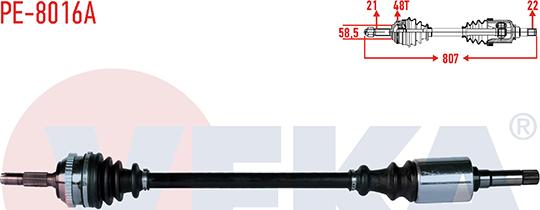 Veka PE-8016A - Приводний вал autozip.com.ua
