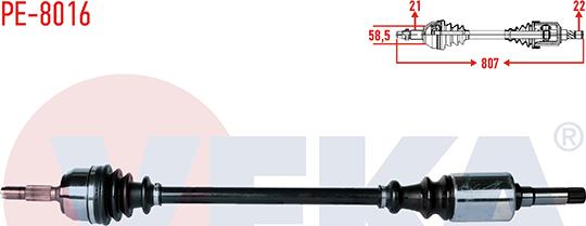 Veka PE-8016 - Приводний вал autozip.com.ua