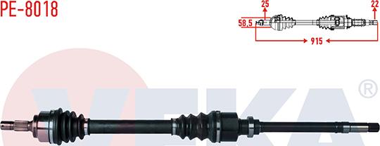 Veka PE-8018 - Приводний вал autozip.com.ua