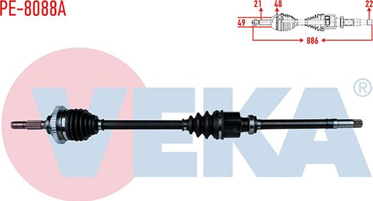 Veka PE-8088A - Приводний вал autozip.com.ua
