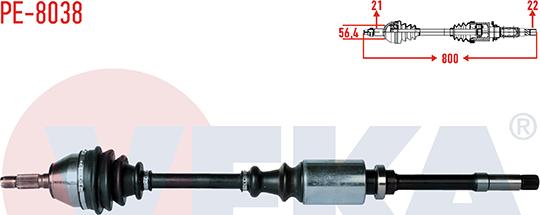 Veka PE-8038 - Приводний вал autozip.com.ua