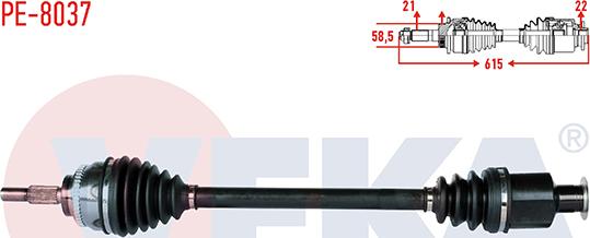 Veka PE-8037 - Приводний вал autozip.com.ua