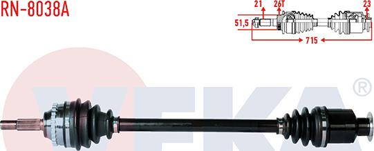 Veka RN-8038A - Приводний вал autozip.com.ua