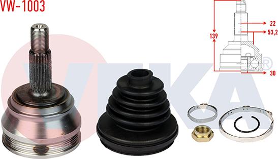 Veka VW-1003 - Шарнір, ШРУС, приводний вал autozip.com.ua