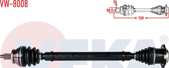 Veka VW-8008 - Приводний вал autozip.com.ua