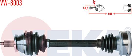 Veka VW-8003 - Приводний вал autozip.com.ua
