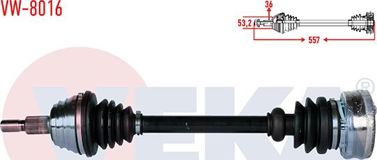 Veka VW-8016 - Приводний вал autozip.com.ua