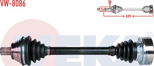 Veka VW-8086 - Приводний вал autozip.com.ua