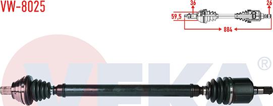 Veka VW-8025 - Приводний вал autozip.com.ua