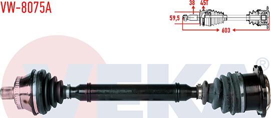 Veka VW-8075A - Приводний вал autozip.com.ua