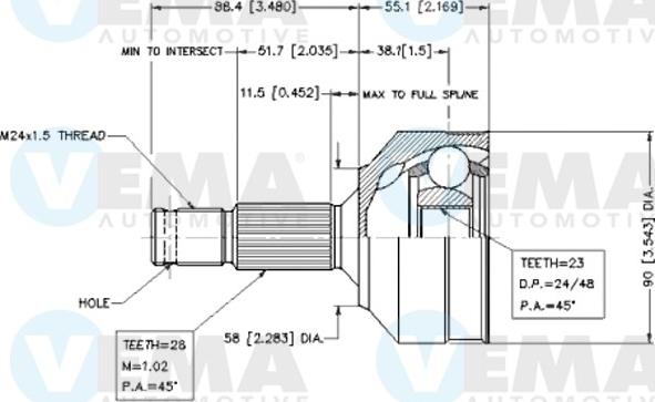 VEMA 18468 - Шарнір, ШРУС, приводний вал autozip.com.ua