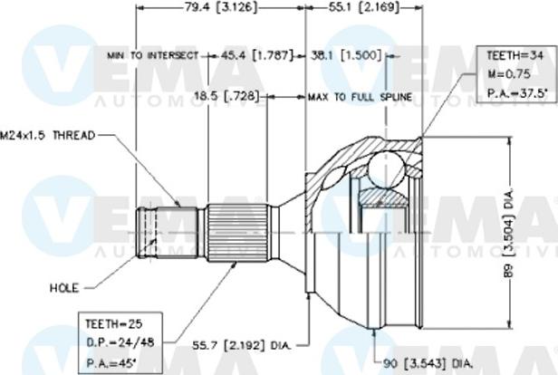 VEMA 18462 - Шарнір, ШРУС, приводний вал autozip.com.ua