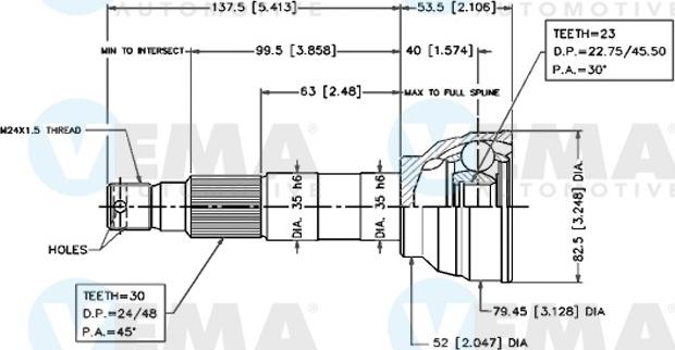 VEMA 18489 - Шарнір, ШРУС, приводний вал autozip.com.ua