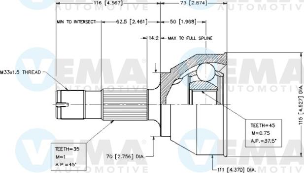 VEMA 18548 - Шарнір, ШРУС, приводний вал autozip.com.ua