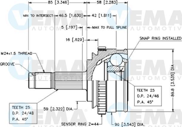 VEMA 18585 - Шарнір, ШРУС, приводний вал autozip.com.ua