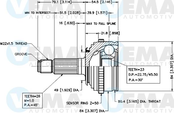 VEMA 18652 - Шарнір, ШРУС, приводний вал autozip.com.ua