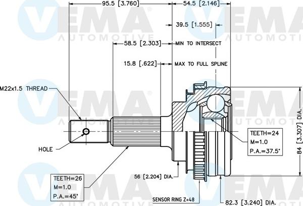 VEMA 18661 - Шарнір, ШРУС, приводний вал autozip.com.ua