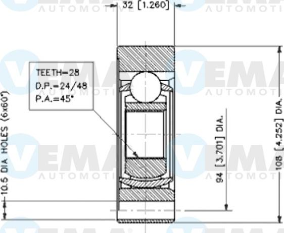 VEMA 18389 - Шарнір, ШРУС, приводний вал autozip.com.ua