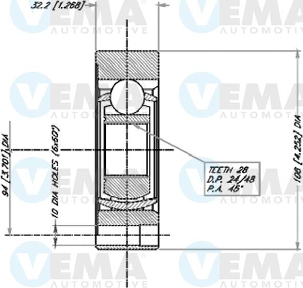 VEMA 18384 - Шарнірний комплект, ШРУС, приводний вал autozip.com.ua