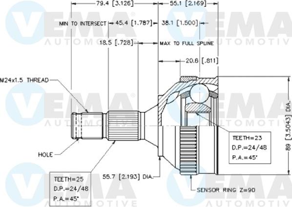 VEMA 18248 - Шарнір, ШРУС, приводний вал autozip.com.ua