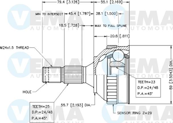 VEMA 18281 - Шарнірний комплект, ШРУС, приводний вал autozip.com.ua