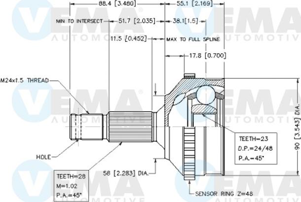 VEMA 18282 - Шарнір, ШРУС, приводний вал autozip.com.ua