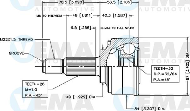 VEMA 18276 - Шарнір, ШРУС, приводний вал autozip.com.ua