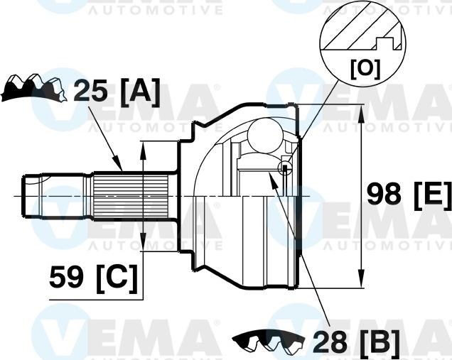 VEMA 18745 - Шарнірний комплект, ШРУС, приводний вал autozip.com.ua