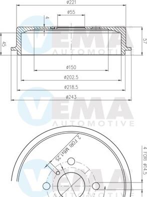 VEMA 801500 - Гальмівний барабан autozip.com.ua