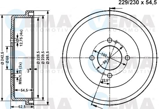 VEMA 801029 - Гальмівний барабан autozip.com.ua