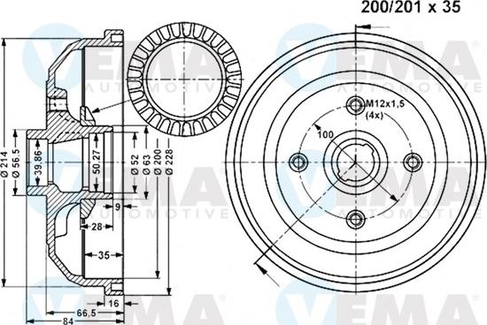 VEMA 801169 - Гальмівний барабан autozip.com.ua