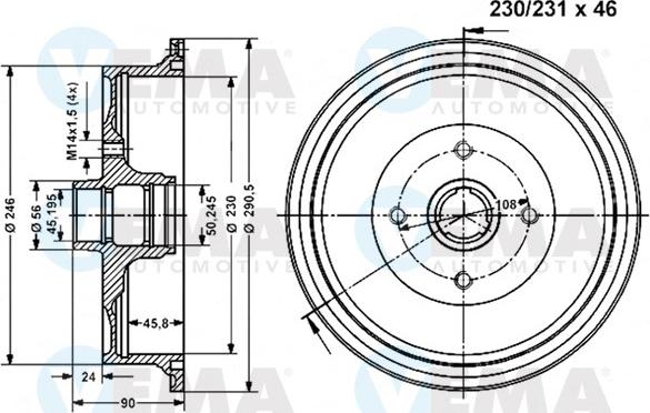 VEMA 801114 - Гальмівний барабан autozip.com.ua