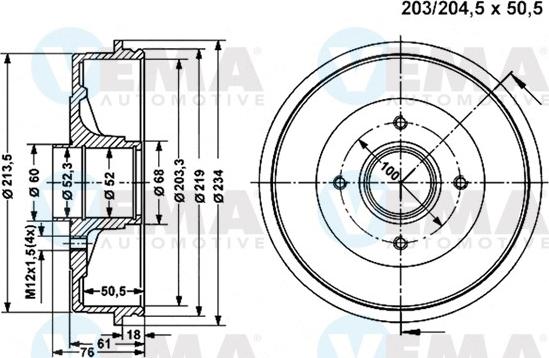 VEMA 801312 - Гальмівний барабан autozip.com.ua