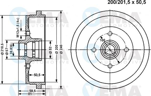 VEMA 801321 - Гальмівний барабан autozip.com.ua