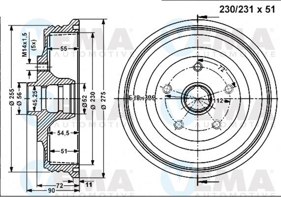 VEMA 801235 - Гальмівний барабан autozip.com.ua