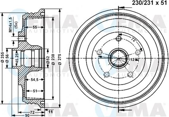 VEMA 801231 - Гальмівний барабан autozip.com.ua