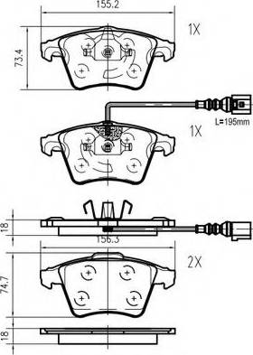 VEMA K616707 - Гальмівні колодки, дискові гальма autozip.com.ua