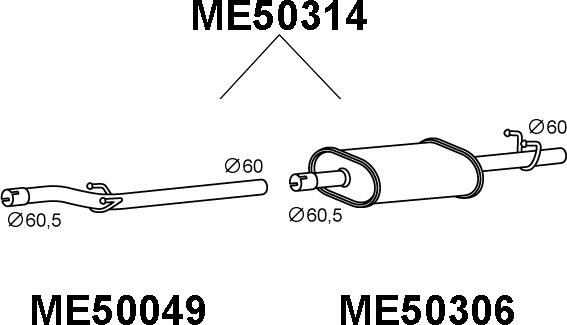 Veneporte ME50314 - Середній глушник вихлопних газів autozip.com.ua
