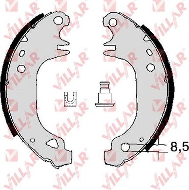 Villar 629.0349 - Комплект гальм, барабанний механізм autozip.com.ua