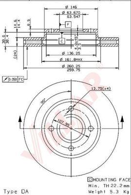 Villar 628.0318 - Гальмівний диск autozip.com.ua