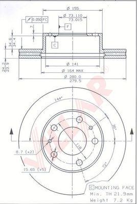 Villar 628.0291 - Гальмівний диск autozip.com.ua