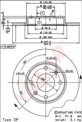 Villar 628.0254 - Гальмівний диск autozip.com.ua