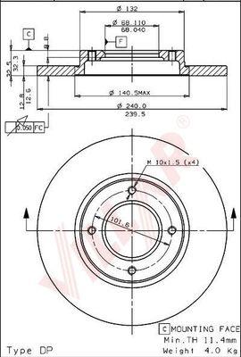 Brake Engineering DI952940S - Гальмівний диск autozip.com.ua