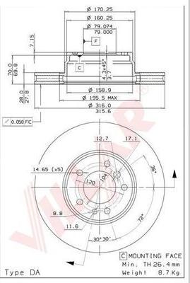 Villar 628.1451 - Гальмівний диск autozip.com.ua