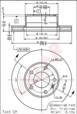 Villar 628.1465 - Гальмівний диск autozip.com.ua