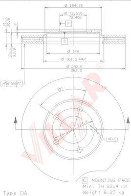 Villar 628.1405 - Гальмівний диск autozip.com.ua