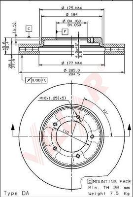 Villar 628.1666 - Гальмівний диск autozip.com.ua