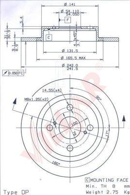 Villar 628.1663 - Гальмівний диск autozip.com.ua