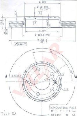 Villar 628.1159 - Гальмівний диск autozip.com.ua