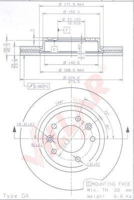 Villar 628.1802 - Гальмівний диск autozip.com.ua